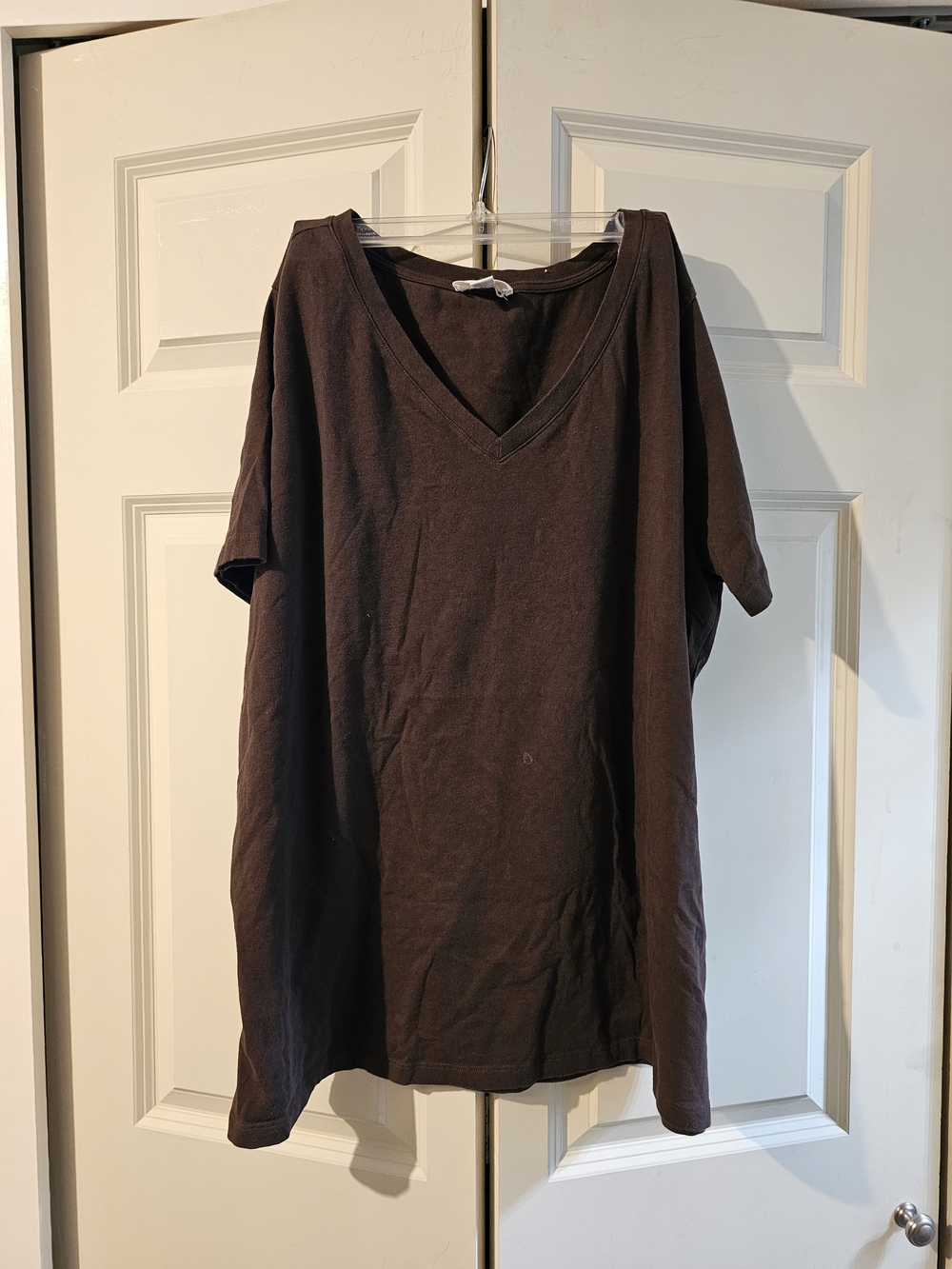Set Of 2 Woman's 3XL Tops Black Hoodie with Red Buffalo Plaid Accents& Brown Tee - Picture 4 of 5